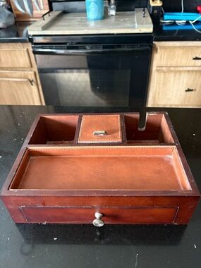 Woodburry Wood Jewelry Valet Charging Station Organizer Drawer Mens Dresser Box